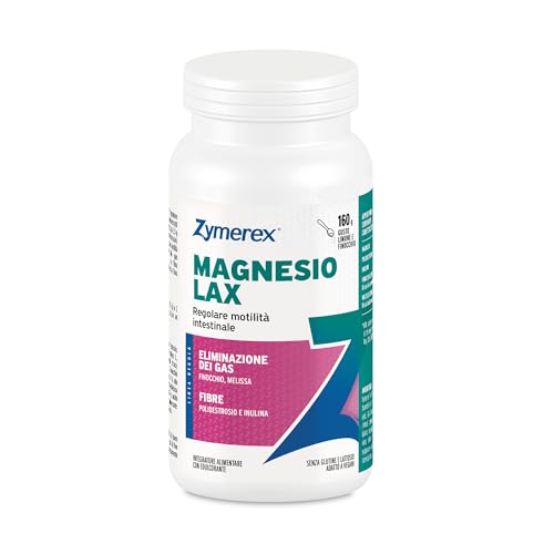 Zymerex MAGNESIO-LAX | Magnesio Lassativo | Contro Costipazione e Stitichezza | Migliora la Regolarità intestinale | Alto contenuto di fibre | Senza glutine e lattosio