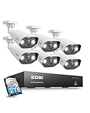 ZOSI 4K Security Camera System,6pcs 4K Outdoor Indoor PoE Cameras,8 Ports 16CH 8MP NVR with 2TB HDD,Person Vehicle Detection,2 Way Audio,Spotlight Siren, Color Night Vision,for Home 24/7 Recording