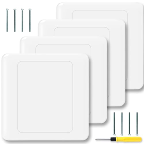 Acmerota 4 pièces Couvercle pour boîte à encastrer Cache Prise Trou Murale Compteur Electrique 86x86mm Plaques d'obturation Prise en Métal Convient pour les prises rectangulaires encastrées
