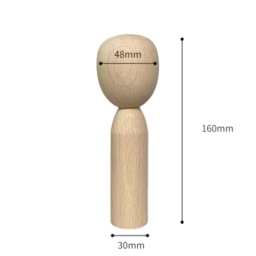 Muñeca Kokeshi de madera 16 cm sin pintar miniatura 2