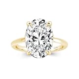5.5ct Oval Cut Engagement Ring for Women,Simulated Diamond Promise Ring in Gold Plated 925 Sterling Silver(Size:7)