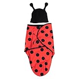Cuddle Club Swaddles for Newborns - Baby Swaddle Blanket for Boys & Girls - Adjustable Hook-and-Loop Cotton Wrap for Newborn 0-3 & 3-6 Months with hat - Lady Bug