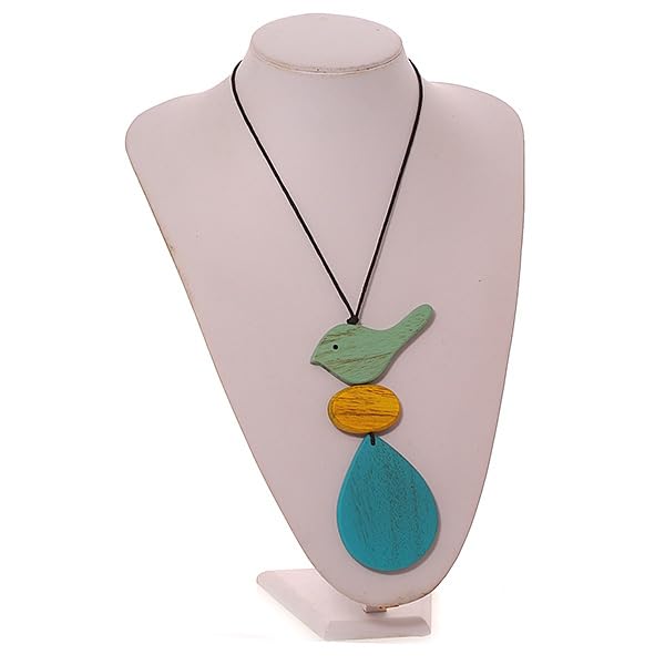 Pendentif oiseau en bois écologique ajustable pour peau sensible
