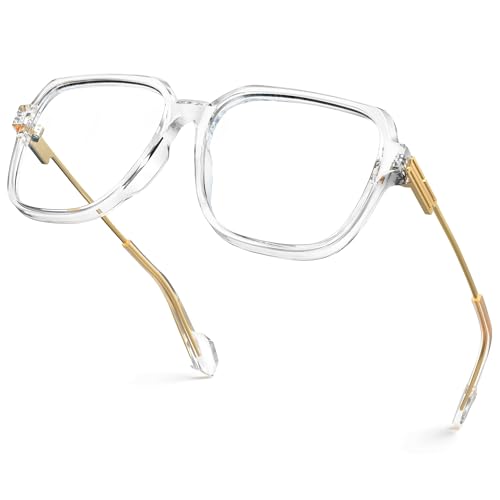 Image of VISOONE Oversized Blue Light Blocking Glasses with Chic Square TR90 Frame and Metal Temple for Women Men Ryan