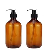 Deluma 500ml Seifenspender Lotionspender aus PET Plastik, Leer Flasche mit Schwarz Lotion Pumpe Spender Ideal für Küche Bad, 2 Stück (Braun 500ml)