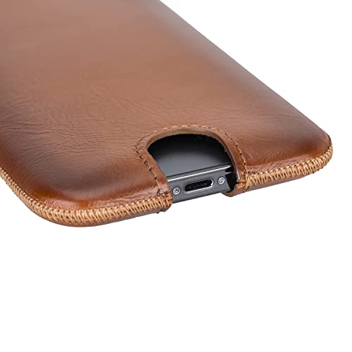 Bayelon Leather Sleeve Multi Slim Case For Iphone 14 Pro Max, 14 Plus, 13 Pro Max, 12 Pro Max, Samsung Galaxy S22 Plus, Google Pixel 6 Pro, Full Grain Leather Wallet Case With Card Slots (Rustic Tan) #TOP5