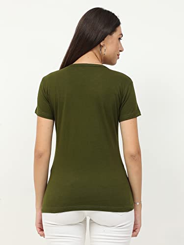 Image of FLEXIMAA Women's Cotton Plain Round Neck Half Sleeve T-Shirt