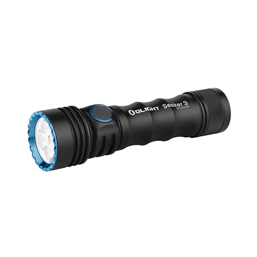 OLIGHT Seeker 3 3500 Lumens Rechargeable Flashlight, Updated Side Switch Searchlight, Powered by â€ŽCustomized Battery Flashlight with 4Â High-PerformanceÂ LEDs for Enforcement, Searching, Hiking (Black)