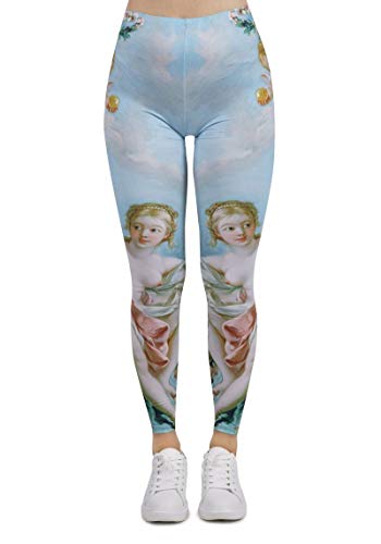 Kukubird Printed Patterns Women's Yoga Leggings Gym Fitness Running Pilates Tights Skinny Pants Size 6-10 Stretchable-Venus On The Waves