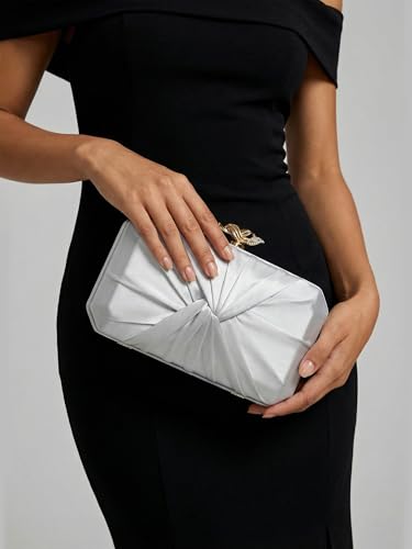 Image of CHUNLI Satin Clutch Bag, Elegant Clutch Purse for Women, Gold Evening Bags | CHUNLI Formal Pleated Evening Bag, Womens Clutches Champagne,Elegant Small Clutch Purse for Wedding Party Dressy Cocktail