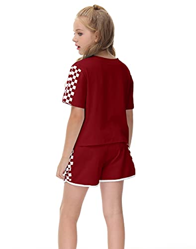 Image of CNJFJ Kids Summer Sport T-Shirt and Shorts Set Plaid Print Clothing Sets Tracksuit