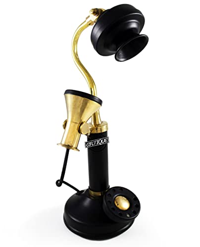 Dekorativer Kerzenständer aus glänzendem Messing, Telefontisch, antike Telefon, nicht funktionierend Cover