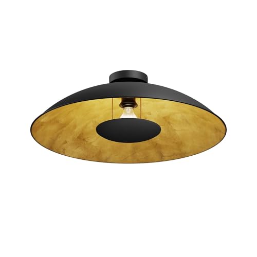Lindby Deckenlampe schwarz, gold Ø 60 cm Deckenleuchte Metall 1x E27 ohne Leuchtmittel Deckenbeleuchtung Wohnzimmer Esszimmer Schlafzimmer