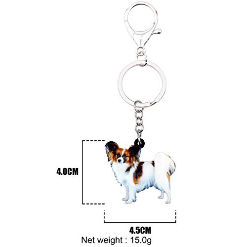 WEVENI Acrylic Papillon Dog Keychain Accessories For Women Girls Handbag Car Wallet Charms4