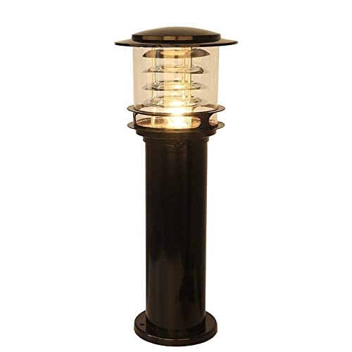 MODEBHD Traditionelle Antike Victoria Laterne aus Glas aus Aluminium, Tischlampe, wasserdicht, europäisch, E27, Schwarz, Säulenlampe, Außenbeleuchtung, Gartenzaun, Rasen, Villa, Rasen, Lichter