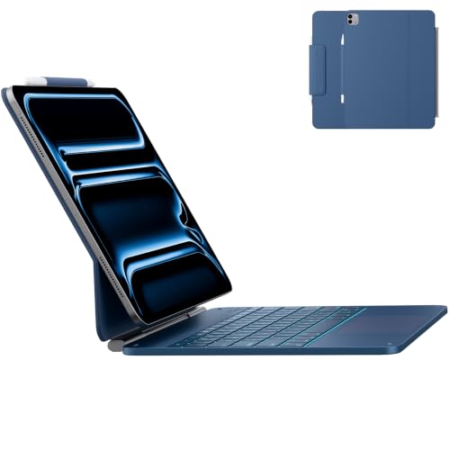 Image of typecase Edge Magic-Style Magnetic Keyboard Case for iPad Pro 13 M5 /M4 | Easy-Set Floating Cantilever Stand, Click-Anywhere Trackpad, 11-Color Backlight, Pencil Holder,, Pacific Blue