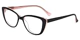 Firmoo Blue Light Blocking Glasses, Cat Eye Computer Glasses Bluelight Blocker 2.50 for Women, Vintage Cateye Eyeglasses Frame (Black Pink Frame)
