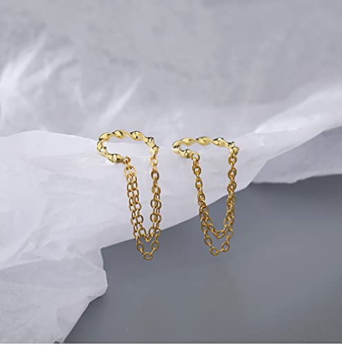 Reffeer 925 Sterling Silver Cuff Earrings Chain Cartilage Wraps For Women Girls Minimalist Ear Cuff Earrings No Piercing (A-Silver) #TOP3