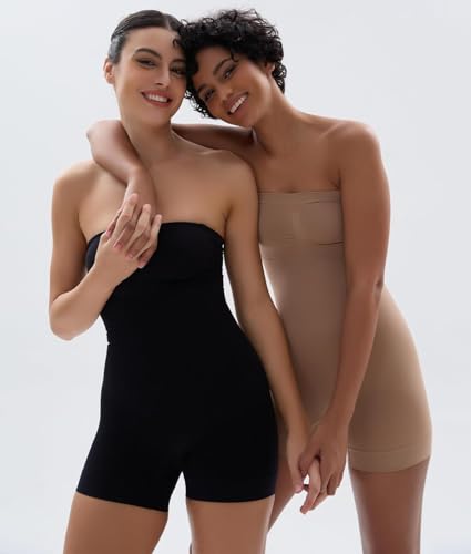 SHAPERX Shapewear Body Bauchweg Trägerloser Bodysuit Damen Formender Bodys Shaper Nahtlos Sculpting mit Verstellbarer Schultergurt – Bild 2