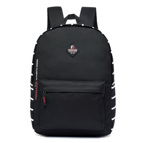 Mochila Ferrazzi Casual Resistente Moderna Espaçosa Listras Cores (Preto)