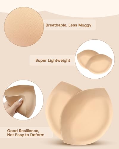 KSang Push Up Bra Pads Inserts 2 Pairs Breast Enhancer Swimsuit Pads Add Cup Size Instantly for C/D