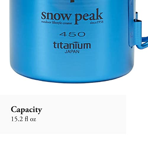Snow Peak Titanium Single-Wall Cup - Foldable Handles - Camping & Backpacking - 15.2 Fl Oz - Anodized Blue #TOP3