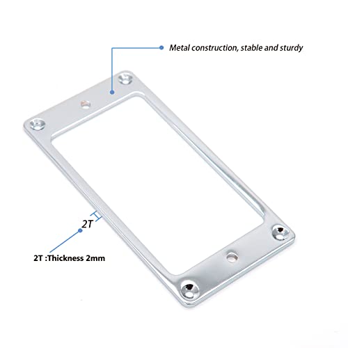 Harpfeas 2Pcs Flat Metal Humbucker Pickup Mounting Ring Set - Bridge Neck Pickups Cover Frame Replacement Part For Electric Guitar Or Precision Bass (Chrome) #TOP2