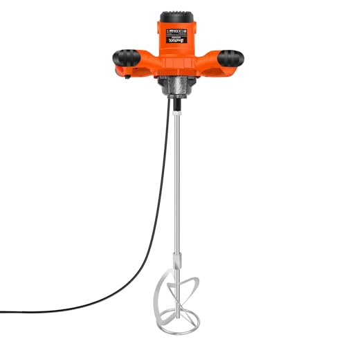 2600W Elektrischer Betonmischer Mörtelrührer, einstellbare 6-Geschwindigkeit, Handmischer Rührwerkzeug für Beton Zement Mischer Dünnset Mörtel Fugen Putz Farbe, Orange