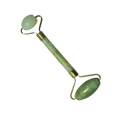 Eoffer New Royal Jade Roller Facial Face Neck Slimming Massager Beauty Tool with a Nice Gift Tattoo Sticker (yellow-green)