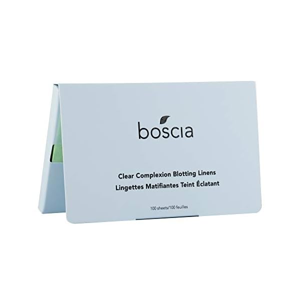 boscia Clear Complexion Blotting Linens - Vegan, Cruelty-Free, Natural Skin Care - Oil Blotting Sheets for Face - For Combination to Oily Skin Types - Travel Size - 100 Sheets