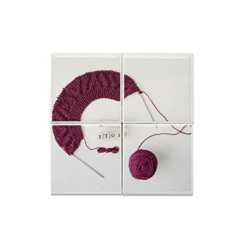 Carreaux Céramique Tricot Pelote de 15,2 cm pour Décoration Murale Artisanale (Lot de 4)