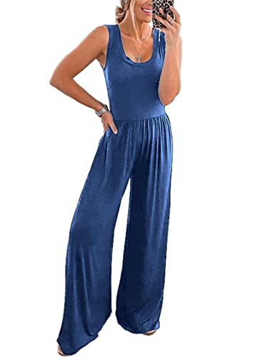 PRETTYGARDEN One Piece Jumpsuits 2025 Spring Sleeveless Tank Wide Leg Summer Casual Travel Airport Outfits Pants Rompers