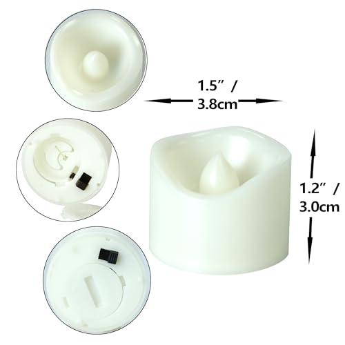 Image of 12 Pack Battery Operated Flameless LED Votive Tealight Candles Realistic Flickering Electric Tea Lights Set Bulk Halloween Pumpkin Jack O Lantern Party Wedding Decorations Centerpieces Batteries Incl.