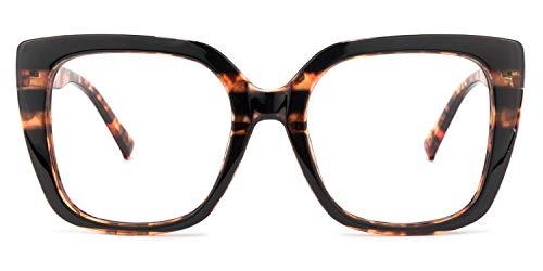 Zeelool Stylish Oversized Square Blue Light Blocking Glasses Computer Gaming Eyewear For Women Brenda Zop02126-02 Tortoise #TOP4