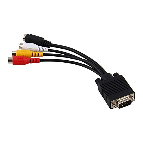 Lazmin112 VGA SVGA to S Video 3 TV AV Converter Cable Adapter, Standard Sub D VGA Input, Connector: D Sub 15 Pin to S Video 4 Pin and Jack