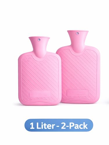 Image of FIDEO Rubber Hot Water Bag Combo Pack (1 & 2 Litre) for Hot and Cold Therapy | Non Electric Heating Bottles for Pain Relief Period Cramps Muscle Aches Back Neck Shoulder Comfort | Leak Proof Design