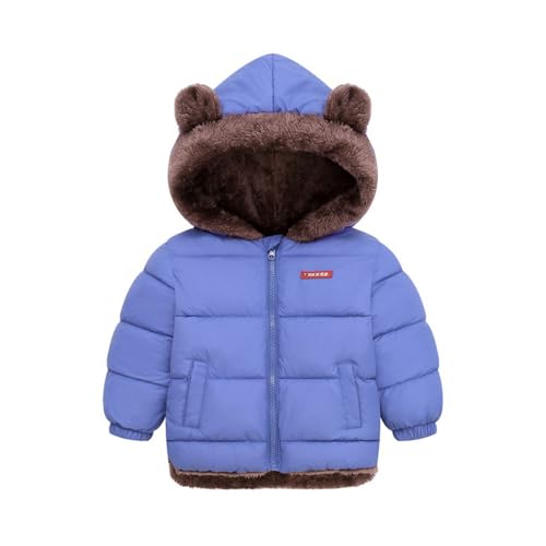 Toddler Warm Coats Fleece Lined Winter Coats for Girls Thick Boys Fleece Jacket Infant Cotton Windbreaker Jackets with Bear Ears 4-5t(Lakeblue,130)