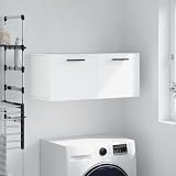 WXGTBKPR Armadietto da parete bianco, 80 x 36,5 x 35 cm, armadietto sospeso da bagno, in legno, scaffale da parete con spazio