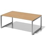 BISLEY Cito Chefarbeitsplatz/Konferenztisch, 740 mm höhenfixes O-Gestell, Metall, Bc355 Dekor Buche, Gestell Silber, 120 x 200 x 85 cm