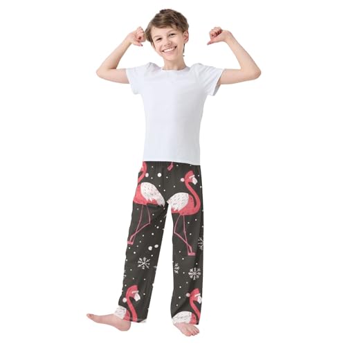 Flamingo Snow Boys Long Pants Soft Trousers Elastic Waist Kids Lounge Bottoms with Pockets S-XL2