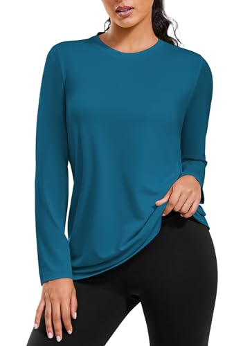 PINSPARK Camiseta Deportiva para Mujer, De Manga Larga, con ProteccióN UV, Secado RáPido, Ligera Y Transpirable, Correr, Fitness, Cuello Redondo, Funcional, Holgada, Entrenamiento Yoga