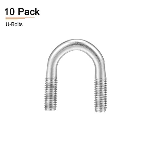 Image of DTGN 5 /8 inchx1.28 inch(DXL) Round U-Bolts - 10Pack - Good for Construction Industry - 304 Stainless Steel Round Bend U Bolt - Silver