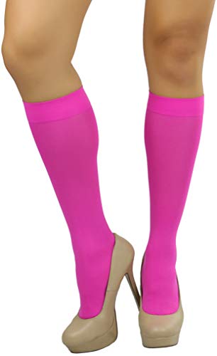 Image of ToBeInStyle Women's Opaque Knee High Nylon Fashion Socks Solid & w /Front Satin Bow