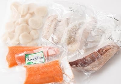 帆立貝柱生食用、女川産養殖銀鮭お刺身用と季節の地魚3種詰合せ