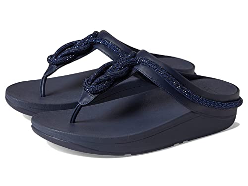 Image of FitFlop Women's Fino Crystal-Cord Leather Toe-Post Sandal