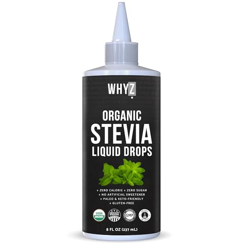 Organic Stevia Liquid Drops Pure Liquid Stevia Extract, Zero Calorie Sweetener for Coffee, Tea &amp; Baking Keto Friendly Sweetener Drops, 8 fl oz, 1,823 Servings