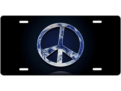 Earth Peace on Black License Plate
