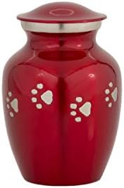 Enshrined Memorials Cremation Urn for Ashes - Cerberus Series Affordable Brass Handcrafted Pets Dogs Cats Funeral Burial Small 6 inch Paw Prints