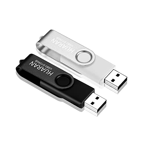 PenDrives 128 GB 2 peças USB Flash Drives, HUARAN Memórias USB 2.0 de memória dispositivos externos com indicador LED (preto prateado)