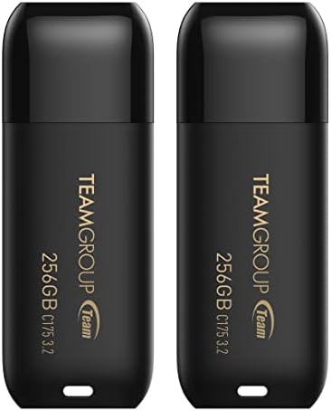 TEAMGROUP C175 256GB 2 Pack USB 3.2 Gen 1 (USB 3.1/3.0) Read 100MB/s Flash Thumb Drive, External Data Storage Memory Stick Compatible with Computer/Laptop Matte Black TC1753256GB22